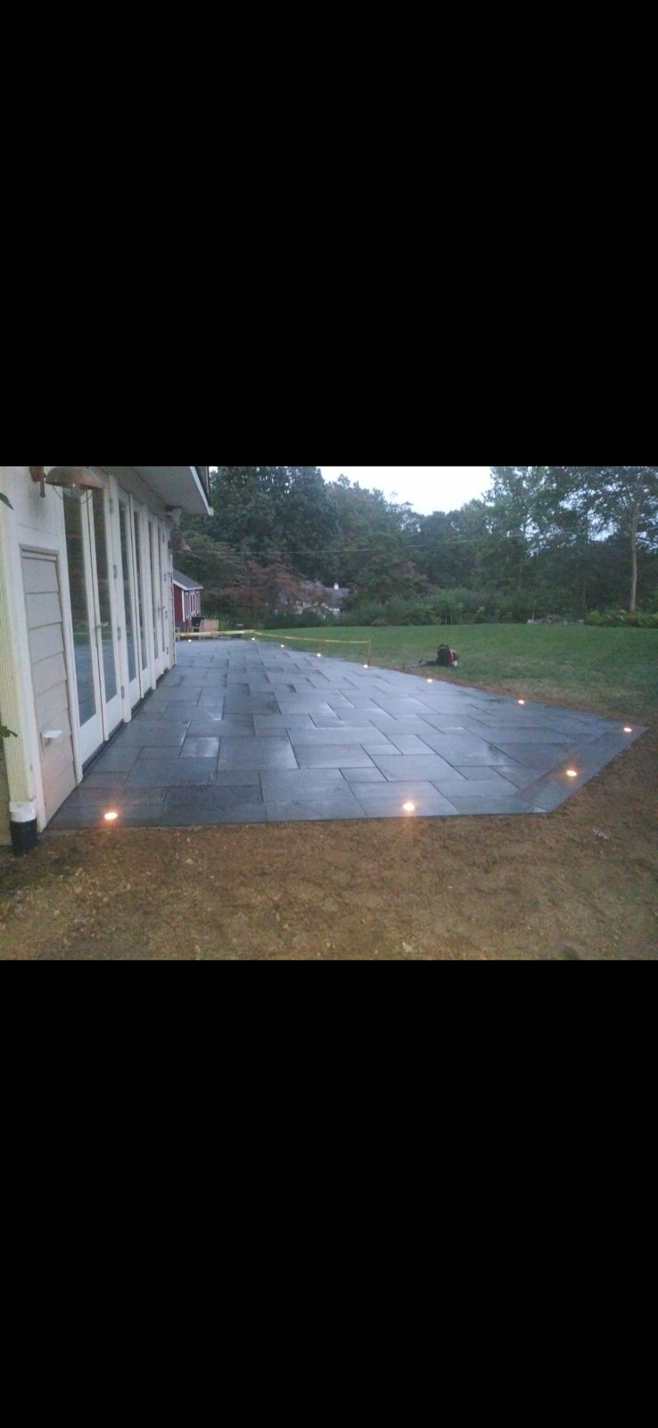Bluestone patio with lighting