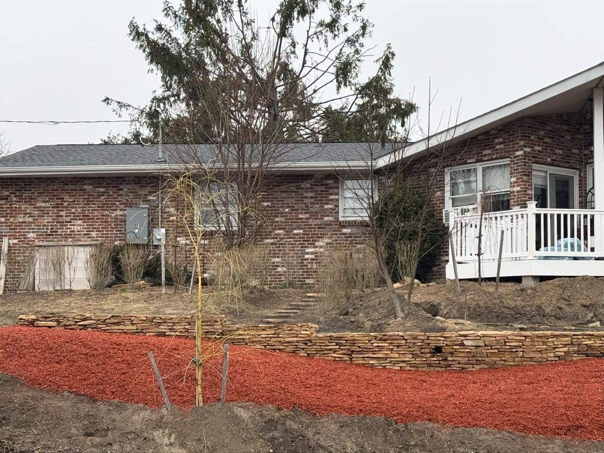Red mulch, front